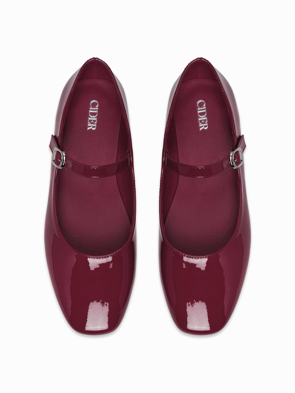 Cider Patent Mary Jane Flats in Deep Wine